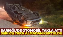 Sarıgöl'de kontrolden çıkan otomobil takla attı