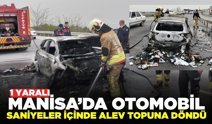 Manisa'da seyir halinde otomobil yandı