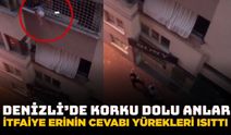 Denizli'de korku dolu anlar: Küçük çocuk balkon filesine asılı kaldı