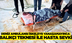 Deniz ambulansı iskeleye yanaşamayınca balıkçı teknesi ile hasta sevki!