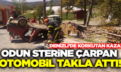 Denizli'de otomobil odun sterine çarptı: Sürücü ölümden döndü!