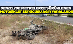 Denizli'de virajı alamayan motosiklet sürücüsü kaldırıma çarptı: 1 ağır yaralı