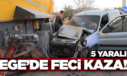 Kütahya'da hafif ticari araç, kamyona çarptı: 5 yaralı