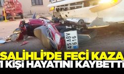 Salihli'de feci kaza: Motosiklet minibüsün altında kaldı