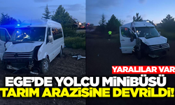 Yolcu minibüsü tarım arazisine devrildi: Yaralılar var