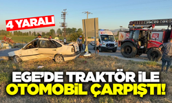 Afyonkarahisar'da otomobil ile traktör çarpıştı: 4 yaralı