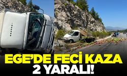 Ege'de kamyonetler çarpıştı: 2 yaralı