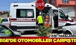 Ege'de otomobiller çarpıştı: 2 yaralı