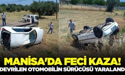 Manisa'da Devrilen Otomobilin Sürücüsü Yaralandı