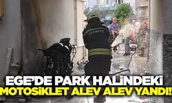 Muğla'da park halindeki motosiklet alevlere teslim oldu!