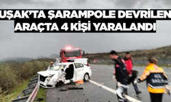 Uşak'ta araç şarampole devrildi: 4 yaralı