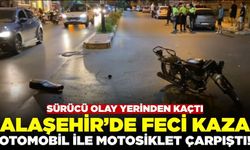 Alaşehir'de motosiklet ve otomobil çarpıştı!