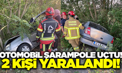Balıkesir'de şarampole uçan otomobildeki 2 kişi yaralandı!