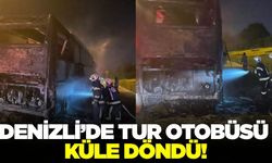Denizli'de otobüs alevlere teslim oldu