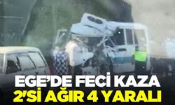 Ege'de yolcu minibüsü ile kamyon çarpıştı