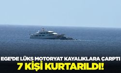 Ege'de Lüks motoryat kayalıklara çarptı: 7 kişi kurtarıldı