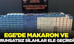 Ege'de makaron ve ruhsatsız silahlar ele geçirildi
