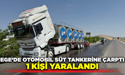 Ege'de otomobil süt tankerine çarptı: 1 yaralı