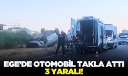 Ege'de çekiciye çarpan otomobil ters döndü
