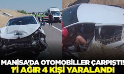 Manisa'da otomobiller çarpıştı: 1'i ağır 4 yaralı