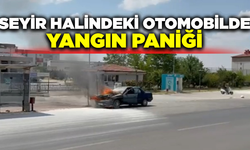 Seyir halinde alev alev yanan otomobil panik yarattı