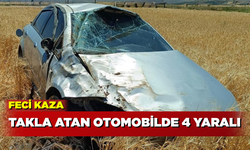 Takla atan araçta 4 kişi yaralandı