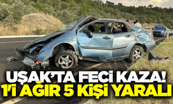 Uşak'ta takla atan otomobildeki 5 kişi yaralandı