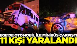 Aydın'da minibüs ile otomobil çarpıştı! 11 yaralı