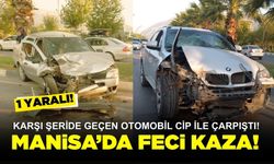 Manisa'da feci kaza! Kontrolden çıkan otomobil karşı şeride geçti