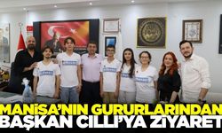 Saruhanlı'nın başarılı öğrencileri Başkan Cıllı'yı ziyaret etti