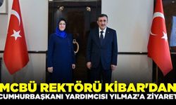 Rektör Kibar, Üniversitenin projelerini Cumhurbaşkanı Yardımcısı Yılmaz'a sundu