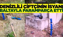 Tarlasından geçen boruları baltayla parçaladı