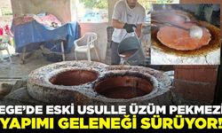 Ege'de asırlık gelenek: Eski usulle üzüm pekmezi yapımı!