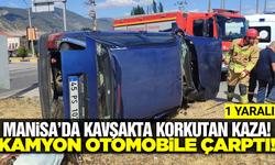 Manisa'da hafriyat kamyonu ile otomobil çarpıştı: 1 yaralı