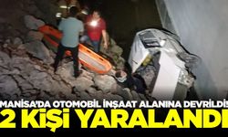 Manisa'da otomobil inşaat alanına devrildi! 2 Yaralı