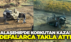 Alaşehir'de otomobil şarampole uçtu!