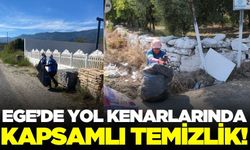 Ege'de yol kenarlarında temizlik çalışması