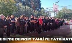 Ege'de lise öğrencilerine deprem tahliye tatbikatı
