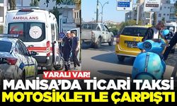 Manisa'da ticari taksi ile motosiklet çarpıştı!