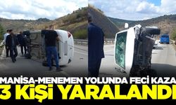 Manisa-Menemen Karayolunda Kaza: Otomobil Devrildi, 3 Kişi Yaralandı