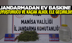 Salihli’de jandarmadan şok baskın: 320 gram esrar ve 10 litre kaçak alkol ele geçirildi!