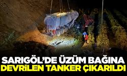 Sarıgöl'de devrilen tanker bağdan çıkarıldı