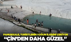 Pamukkale travertenlerine, turistlerden yoğun ilgi!