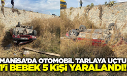 Manisa'da kontrolden çıkan otomobil tarlaya uçtu! 1’i bebek 5 yaralı