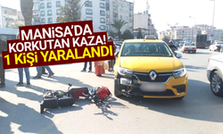 Manisa'da ticari taksi ile şarjlı bisiklet çarpıştı ! 1 Yaralı