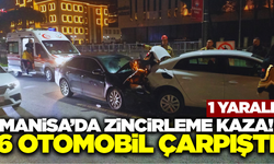 Manisa'da YSE kavşağı altında kaza! 6 otomobil çarpıştı, 1 yaralı