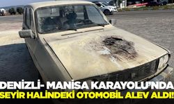 Sarıgöl- Denizli yolunda araç yangını!