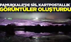Pamukkale'de sis, kartpostallık görüntüler oluşturdu