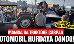 Manisa'da traktör ile otomobil çarpıştı: 1 yaralı