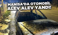 Manisa'da yanan otomobil küle döndü!